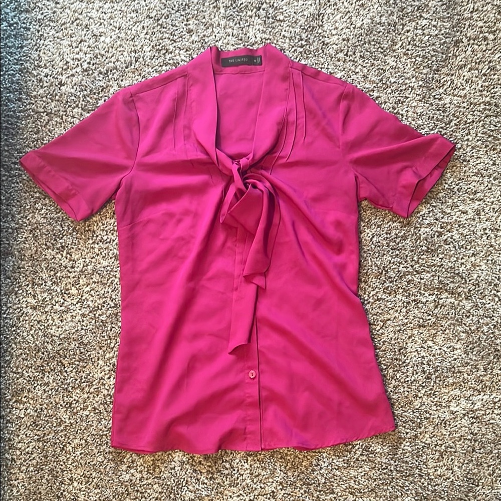 The Limited Pink Tie Front Fitted Blouse